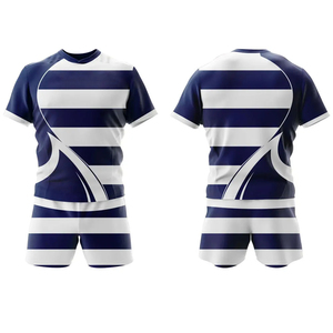 Uniforme de Rugby de Último Diseño y Estilo Nuevo, Calidad Premium, Color y Talla Personalizables, Conjunto de Camiseta de Rugby Estampada de Manga Corta para Venta en Línea - Product Image 1