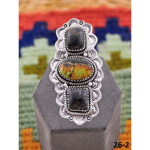 Bague ajustable en argent sterling plaqué or rose et turquoise noire, faite à la main au sud-ouest, avec sertissage invisible – Cadeau - Product Image 2