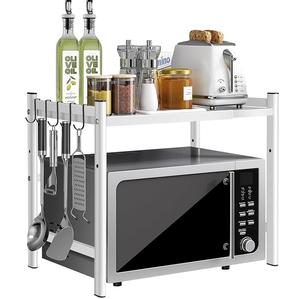 Adjustable Height Expandable 2 Tier <b>Microwave</b> Stand Shelf Oven <b>Rack</b> for Use in Kitchen Garage Warehouse Cabinet for Spices Tools - Product Image 4