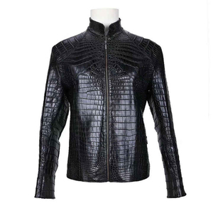 แจ็กเก็ตหนังนิ่มสำหรับผู้ชายสีปรับแต่งได้สำหรับพิมพ์โลโก้ด้านหน้าคอตั้งดีไซน์นูน - Product Image 5