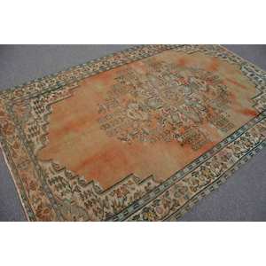 Vintage 5,8x8,8 pies de látex de lana turca estilo-Tabriz alfombra naranja azul Patchwork diseño 9x12 rectángulo abstracto para juegos de alfombras - Product Image 2