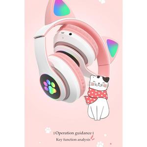 Auricolare Bluetooth On-Ear con figura di gatto e luce della zampa del gattino Bluetooth + auricolare con cavo - Product Image 4