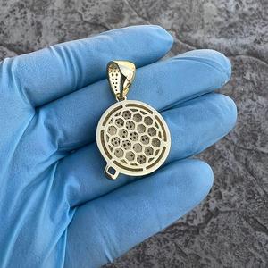 Bijoux Hip Hop Plaqué Or Serti de Zircon Cubique Charmes Pendentif Emoticon en Argent Sterling 925 pour Hommes - Product Image 5