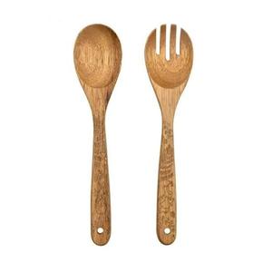 Fine Quality Mango Wood Enamel Salad Server Set Elegant Home Restaurant Tableware Decoration <b>Flatware</b> for Weddings - Product Image 1
