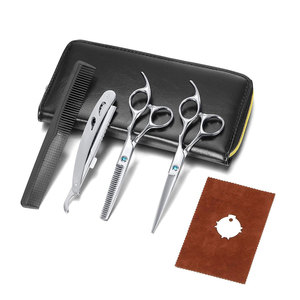 Ciseaux de barbier professionnels en acier inoxydable, ciseaux à effiler, peigne, cape, kit de coiffure complet, ciseaux de coupe de cheveux - Product Image 1