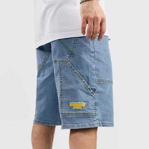 Short en jean de haute qualité avec logo personnalisé pour hommes, grande taille, décontracté, solide, teint en plaine, respirant, séchage rapide, taille élastique - Product Image 5