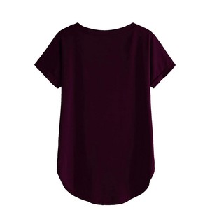 Longue longueur Hip Hop Style plaine Simple conception couleur vierge T-Shirts Top qualité coton fait saison d'été t-shirts pour les femmes - Product Image 6