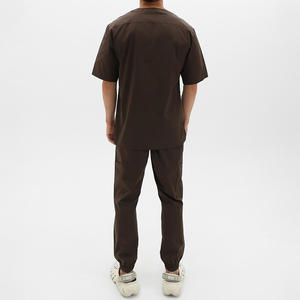 Más vendidos ligero de alta calidad enfermera Scrub Set hombres logotipo personalizado médico Scrub trajes Spandex tejido Hospital uniformes OEM - Product Image 6