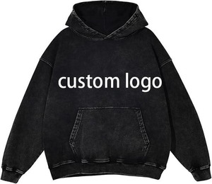 De lujo de peso pesado 500gsm Terry algodón Fade Stone Washed Pullover Hombres Sudaderas con capucha de gran tamaño de impresión personalizada Logo Wash Acid Men Hoodies - Product Image 6