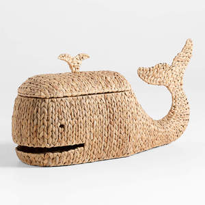 ¡MEJOR VENTA! Space Save Whale Woven Floor Cesta de almacenamiento de jacinto de agua, cesta de lavandería, cesta de juguete para dormitorio guardería - Product Image 2