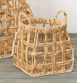 Set of 2 Unique Rattan Storage <b>Baskets</b> with <b>Square</b> Bottom - Product Image 6