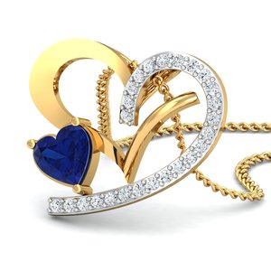Colgante Boho en Forma de Corazón con Circonita Azul, Chapado en Oro de 18k, Delicado Colgante de Amor al por Mayor para Mujer - Product Image 3