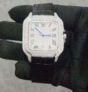 Men's Antique Fashion Quartz Black belt VVS Cut Moissanite Luxury Watch Stainless Steel Band Hip Hop Style Sport - Product Image 1