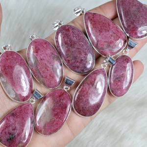 Collar con colgante de Rodonita rosa de estilo bohemio, regalo de Navidad para niñas o esposas, collar de piedras preciosas Chapado en plata - Product Image 3
