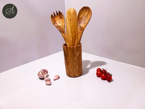 Moderno y Minimalista Porta Utensilios de Madera Natural para Encimera de Cocina, Soporte de Almacenamiento de Cubiertos, Duradero y de Madera Maciza para Herramientas de Cocina - Product Image 3