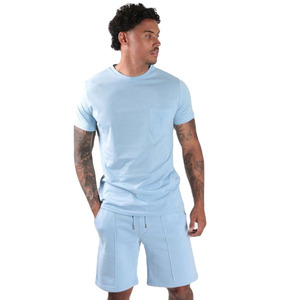 Conjunto corto liso de dos piezas para hombre, gran oferta, conjuntos de verano 2024 para hombre, camisetas de manga corta, pantalones cortos de pierna ancha - Product Image 5