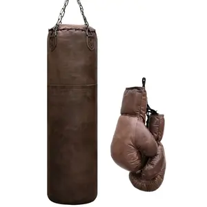 Sacos de Boxeo Personalizados de Cuero Pu, Saco de Boxeo Pesado para Entrenamiento de Mma, Saco de Boxeo sin Relleno con Cadena