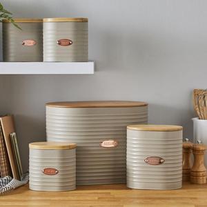 ชุดกล่องเก็บของอเนกประสงค์ทรงสี่เหลี่ยมผืนผ้า4ชิ้นถังโลหะเคลือบสีดำสำหรับขนมปังและสินค้าอื่นๆเพื่อการส่งออก - Product Image 2