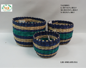 Cesta de Almacenamiento Tejida a Mano con Junco Ecológico, Hecha en Vietnam, Decoración del Hogar, OEM ODM Disponible, Marca Viet Anh - Product Image 3