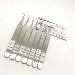 ชุดแหนบต่อขนตาคุณภาพสูง สแตนเลสอย่างดี ปลายแหลม สีเงิน สำหรับมืออาชีพ ขายส่ง Aroosh Corp รับผลิตตามสั่ง - Product Image 1