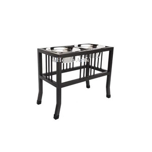 Juego de 3 cuencos para perros de acero inoxidable con soporte de hierro Cuenco para perros de la mejor calidad Cuencos de comida de color plateado y negro para perros - Product Image 4