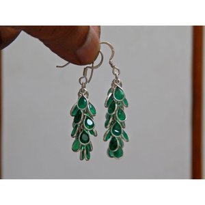 Boucle d'oreille en argent sterling 925 de style vintage en onyx naturel avec crochet en onyx vert avec présentation de cadeau de luxe - Product Image 3