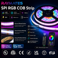 Bande lumineuse LED COB RAYMATES UL Dream Color Pixel SPI RGB, 420 LED, 24V, adressable, haute densité, ultra-fine, flexible