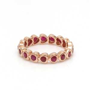 Haut de gamme luxe rond rubis forme de coeur Unique fabriqué à la main plaqué or éternité Vermeil bande empilable bijoux fins bague - Product Image 1