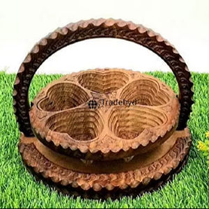 Panier à fruits secs multifonctionnel en bois classique, écologique, de qualité supérieure, pour servir et offrir en cadeau lors des occasions festives, Tradebyd - Product Image 1