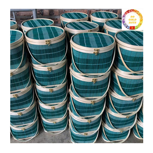 Cesta de mimbre de bambú artesanal para cesto de regalo Tet Festival de bodas y almacenamiento en el hogar - Product Image 3