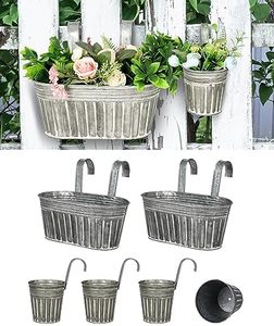 Galvanized Planter Bucket Hanging Flower Pot Durable Balcony Hanging Planter <b>Basket</b> for Indoor Outdoor Garden - Product Image 3
