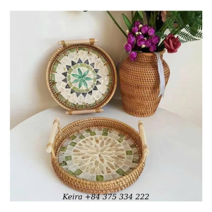 Plateau en rotin nacre écologique, plateau décoratif en coquille de rotin pour la décoration de la maison, Vietnam - Product Image 6