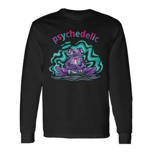 Premium <b>Psychedelic</b> Hallucinations Frog Long Sleeve <b>T</b>-<b>Shirt</b> Eye-Catching Promotional Clothing - Product Image 1