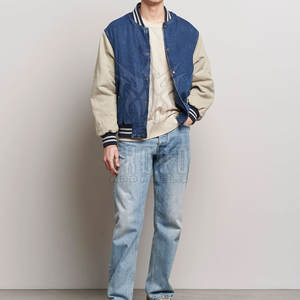 Venta caliente 2025 Hombres Jeans Letterman Chaquetas MOQ bajo Hombres Jeans Letterman Chaquetas Precio barato Hombres Jeans Chaquetas - Product Image 2