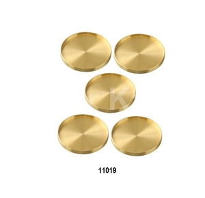 <b>Antique</b> Pure Copper <b>Set</b> of 4 Round Coasters Eco-Friendly 300mm Diameter 10mm Thick for Home & Restaurant Use - Product Image 3