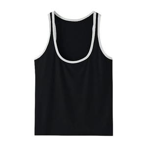 Gilet de sport d'été pour hommes Patchwork Color Deep U-Shaped Sleeveless Tank Tops Collar Wide Straps Loose Fit Casual Versatile Men Vest - Product Image 5