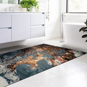 Tapis moderne imprimé marbre - Couloir, Entrée, Décoration de salon, Tapis en chenille - Product Image 4