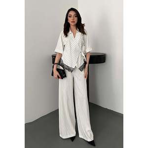 <b>White</b> Striped Lace <b>Set</b> - <b>White</b> - Product Image 1