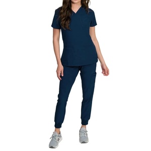 Logotipo personalizado de moda tejido de manga corta para mujer Dental médico enfermería Hospital Scrubs Sets Premium farmacia laboratorio Bata - Product Image 3