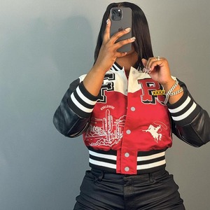 Baseball Letterman veste vêtements d'hiver femmes 2024 recadrée Cyber Streetwear course Bomber veste automne manteau - Product Image 2