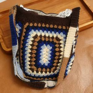 Bolso Tote Cuadrado de Algodón Tejido a Mano, Estilo Bohemio, Personalizado, con Dos Asas, para la Vida Diaria y Viajes - ACki - Product Image 3