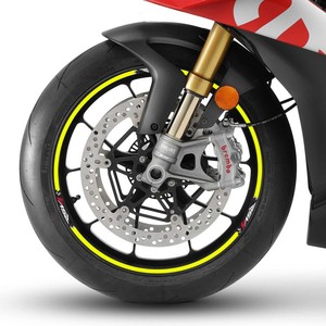 Adesivi per Moto Compatibili con Aprilia RSV4, Strisce per Cerchioni Giallo Fluorescente da 17 Pollici - Product Image 1
