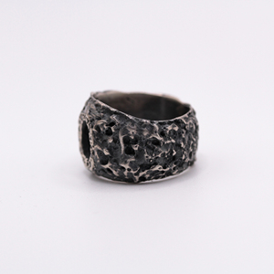 Handmade 925 Sterling Silver Organic <b>Black</b> Diamond Signet <b>Ring</b> Vintage Style Wide Band Wedding Gift Made in Turkey - Product Image 4