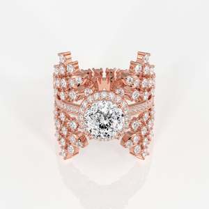 Portuguese Cut Lab Grown Diamond <b>Cocktail</b> <b>Ring</b> 18K <b>Gold</b> & Platinum Hip-hop Style Rhodium Plated Fine Jewelry for Parties - Product Image 6