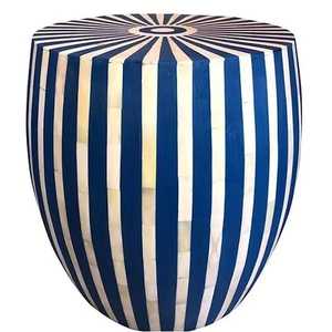 Table d'appoint moderne en bois blanc Console Tabouret d'extrémité Table basse confortable avec incrustation d'os pour la décoration de la chambre et du salon - Product Image 3