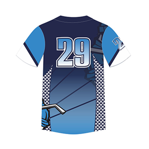 เสื้อกีฬาเบสบอลสีน้ำเงินซับลิเมตสำหรับทุกเพศเสื้อกีฬาเบสบอลแห้งเร็วระบายอากาศได้ดีพิมพ์ลายไม่ซ้ำใคร - Product Image 3