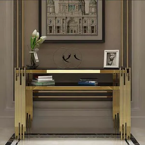 Black Nordic Modern Hallway Entryway Console Tables Living Room Furniture Gold Stainless Steel Luxury Glass Coffee Table