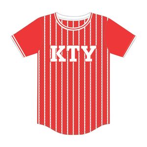 Jersey personalizado KAP rojo a rayas, jersey de béisbol, camiseta de fraternidad de malla de poliéster 100% con logotipos de apliques bordados - Product Image 2