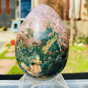 Vente en gros de pierres précieuses naturelles en forme d'œuf de jaspe océanique Style Feng Shui du fabricant de confiance pour la décoration intérieure et l'équilibre énergétique - Product Image 3