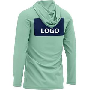 Sudadera con capucha de pesca de rendimiento para hombre, secado rápido y protección solar UPF50, camisa con capucha de Color sólido de poliéster, conjuntos al por mayor - Product Image 5